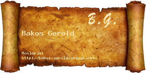Bakos Gerold névjegykártya